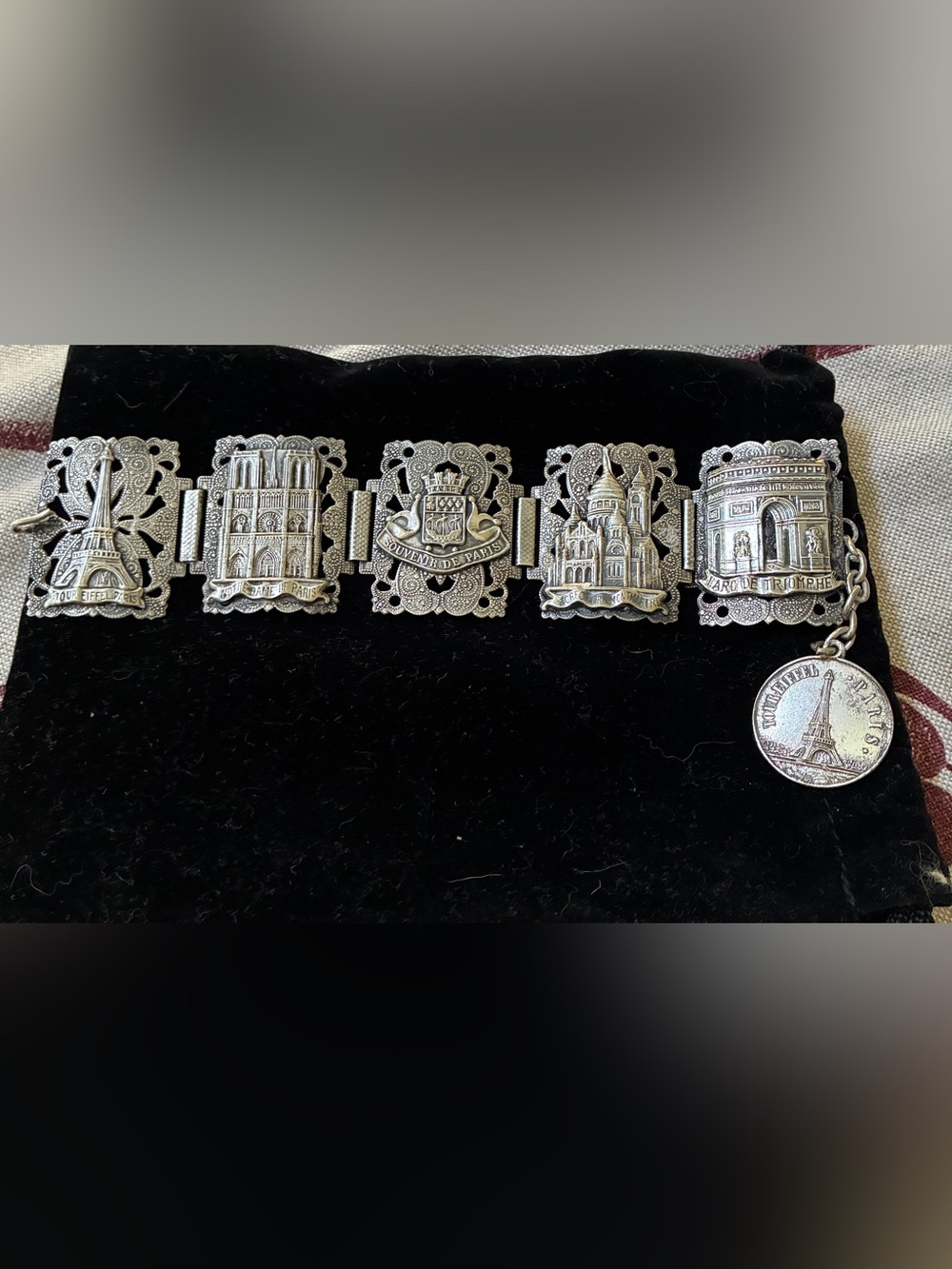 Vintage Paris Mid Century Silver Landmark Bracelet
